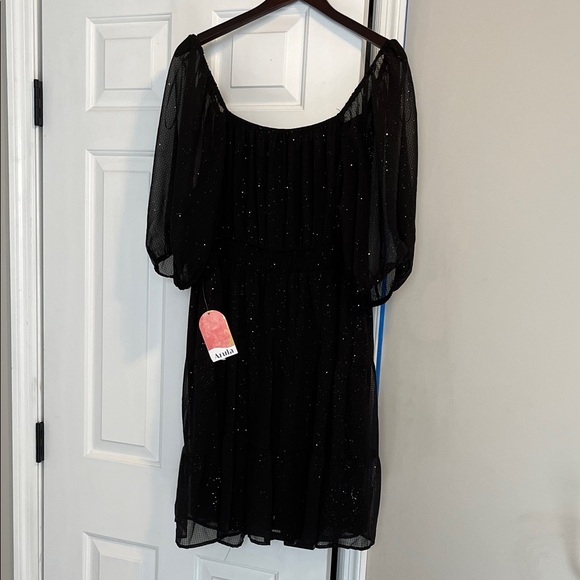 ARULA Black Dress with Sheer Sleeves - Picture 4 of 5